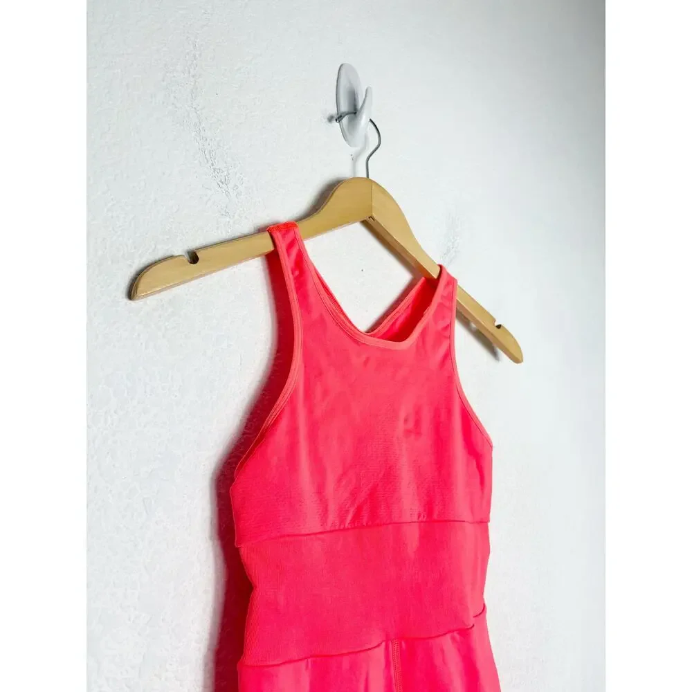 Free People FP Movement Every Single Time Runsie Size M/L Neon Coral Romper